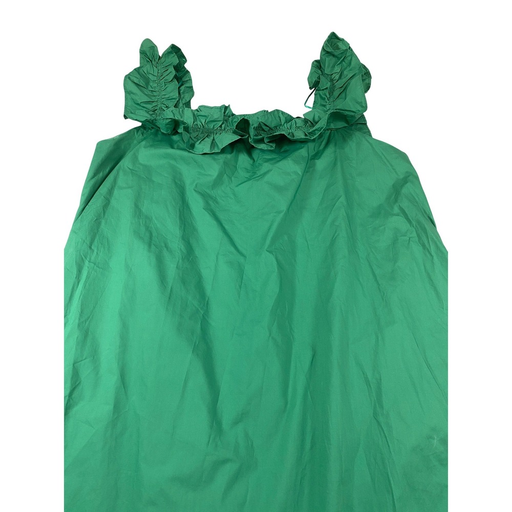 Hyacinth House Tuckernuck Green Ruffle Neck Midi Dress Womens XL Poplin - Picture 4 of 10
